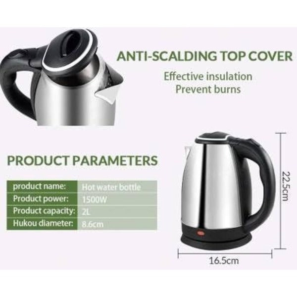 Automatic Electric Kettle 2.0L – Stainless Steel Hot Water Boiler with Auto Shut-Off, LED Display & Temperature Control (1000W, 220V)