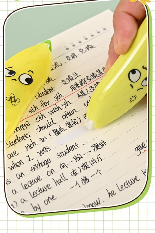 Banana Shaped Correction Tape – Fun & Portable Eraser Tool For Paper, Labels, And More – 14cm
