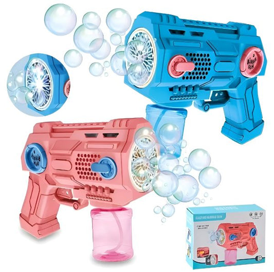 Children’s Handheld Porous Electric Bubble Gun With Lights & Music – Automatic Mess-free Bubble Blower With Bottle Fix System For Indoor/outdoor Play, Pool Parties, Birthdays & Special Events (random Color)