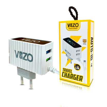 Kw300 2.4a Fast Travel Charger | Android Phone Charger With Data Cable -kw300 – Dual Usb Wall Charger With Built-in Micro Usb Cable – Charger For Mobile Phone