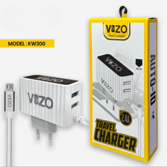 Kw300 2.4a Fast Travel Charger | Android Phone Charger With Data Cable -kw300 – Dual Usb Wall Charger With Built-in Micro Usb Cable – Charger For Mobile Phone