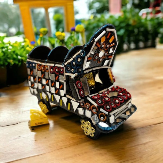 Mini Truck Colorful Model For Home And Office Decor Truck Art Decorative Miniature Glass Work Antique Decoration Items.