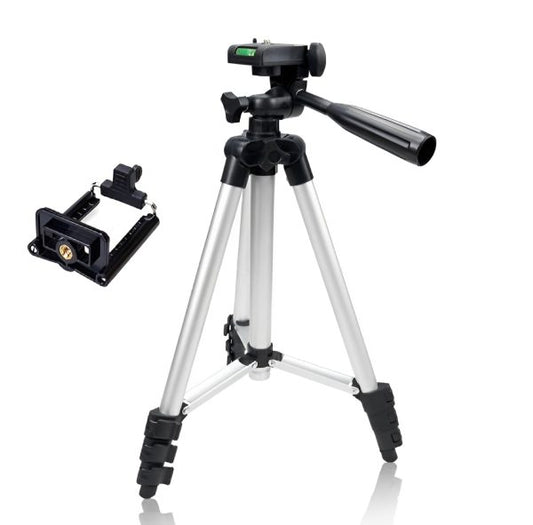 Pack Of 03 3.5 Feet Adjustable Tripod Stand For Mobile Phones And Cameras With Mobile Holder, Portable Dslr Stand For Vlogging, Universal Silver Model 3110 And Bag