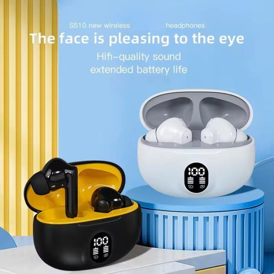 Professional Display Earbuds Stereo 895b Wireless Bluetooth Earbuds | Mic In-ear Headphones With Led Display | Type C Fast Charging | Bluetooth 5.3 For Android/iphone ( With Box – Without Cable – Random Color )